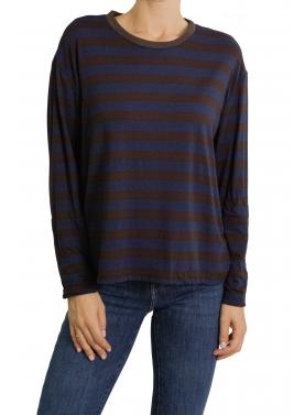 Maglia con contrasto di colore colletto a righe morbida 
